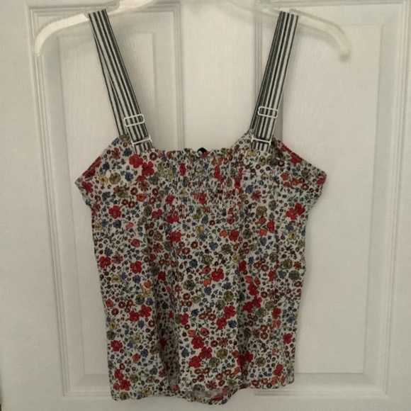 Anthropologie Postmark Floral Button-Down Corset Top w/ Striped Straps S NEW - Picture 7 of 10